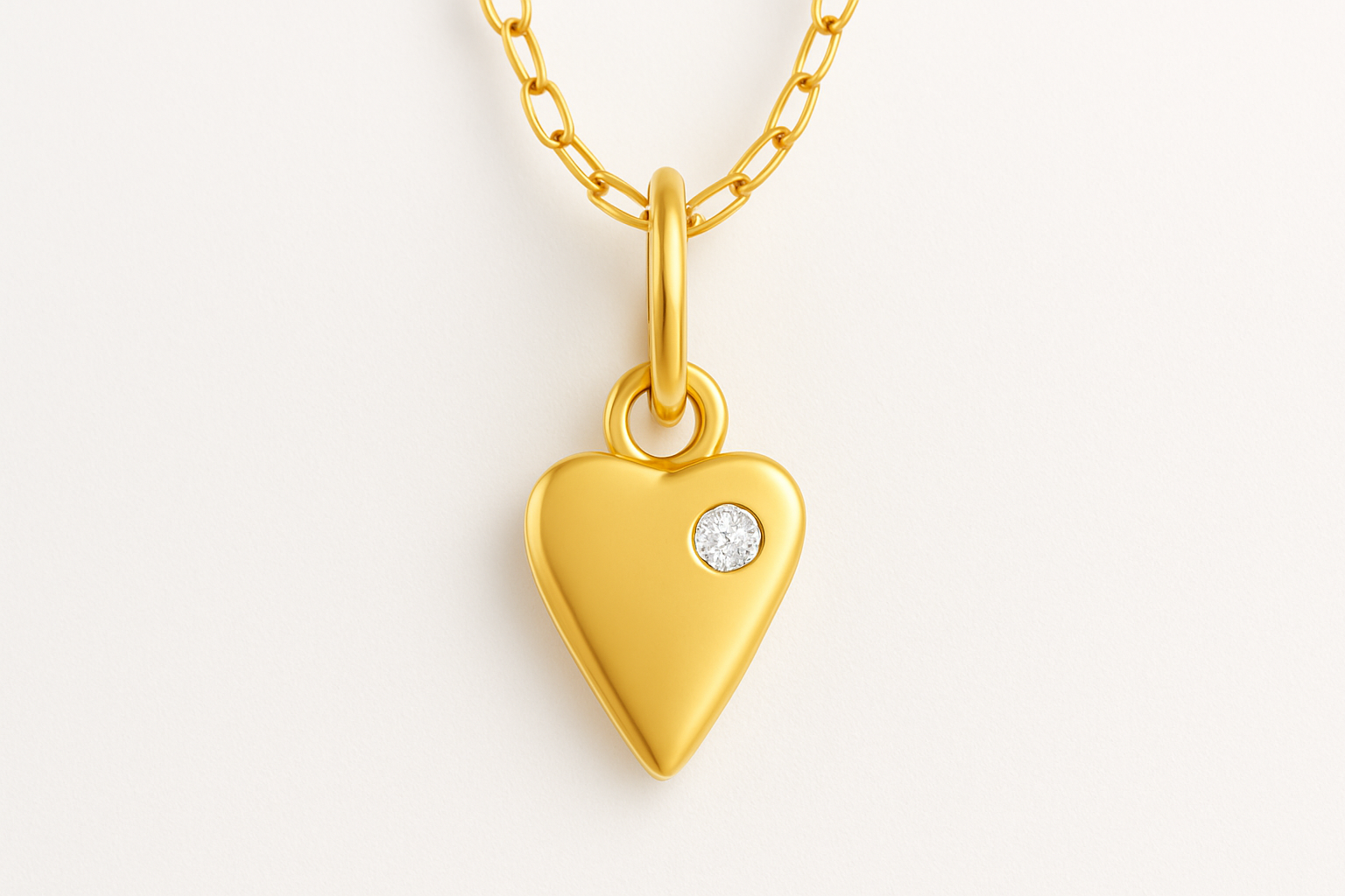 DIAMANTÉ HEART CHARM - 14k Gold with white backdrop