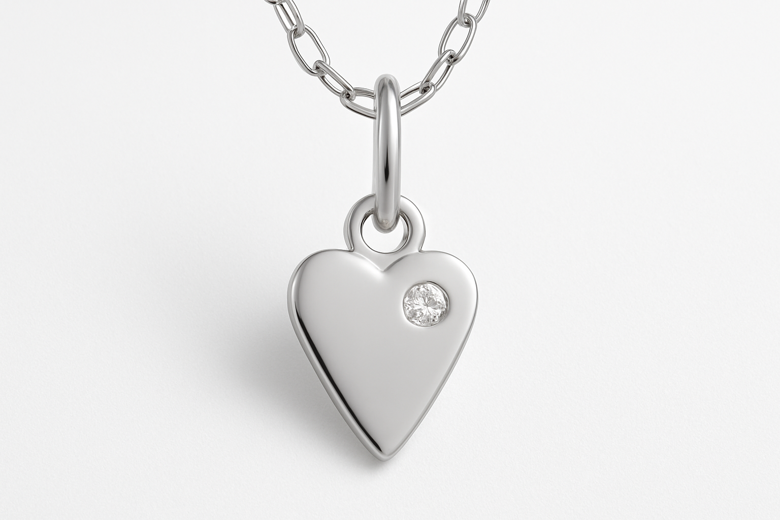DIAMANTÉ HEART CHARM - Sterling Silver with white backdrop