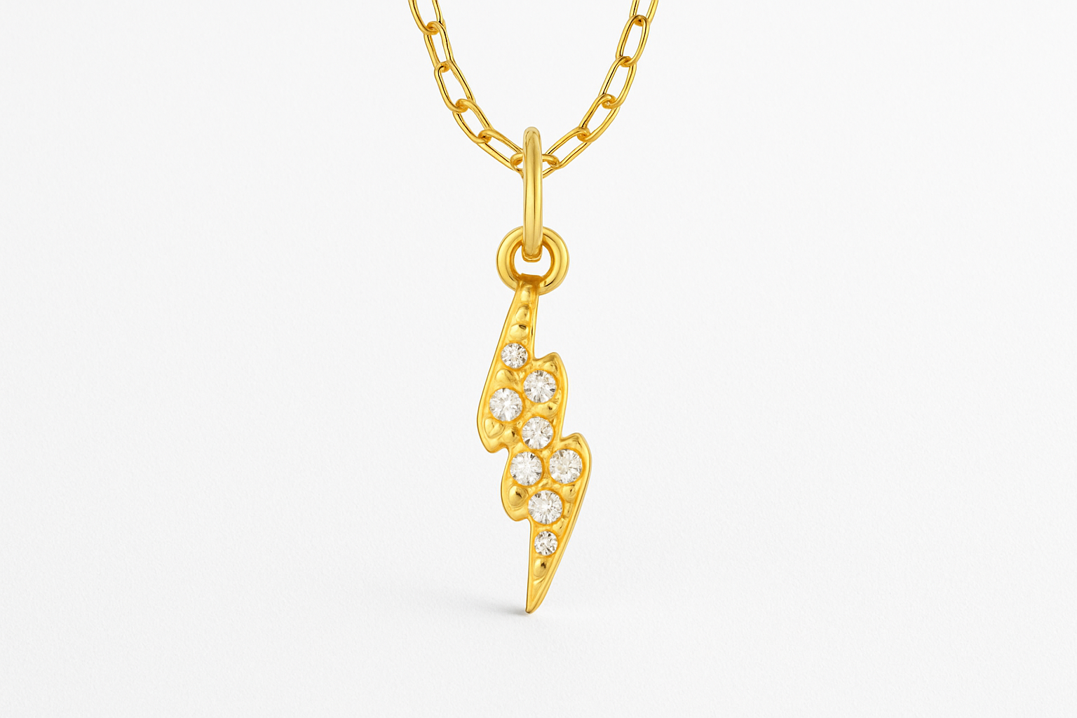 DIAMANTÉ LIGHTNING CHARM - 14k Gold with whiter backdrop and smaller size