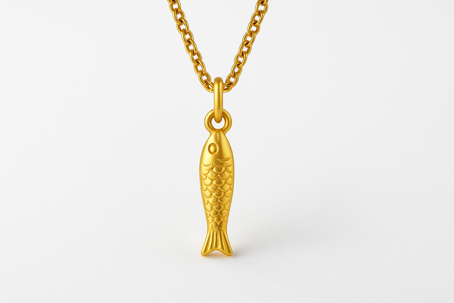 Fish Charm - 14k Gold with white backdrop