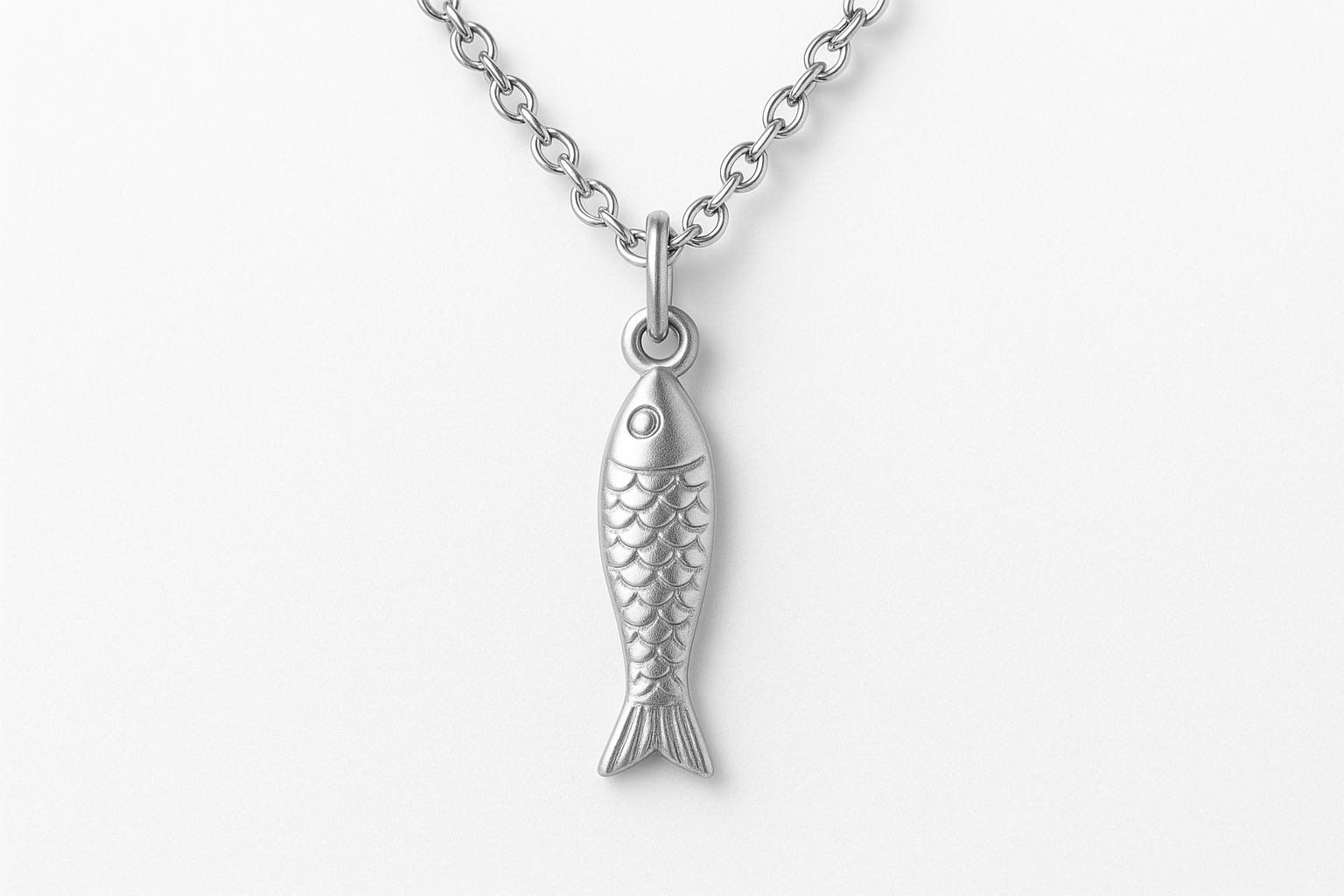 Fish Charm - Sterling Silver with white backdrop