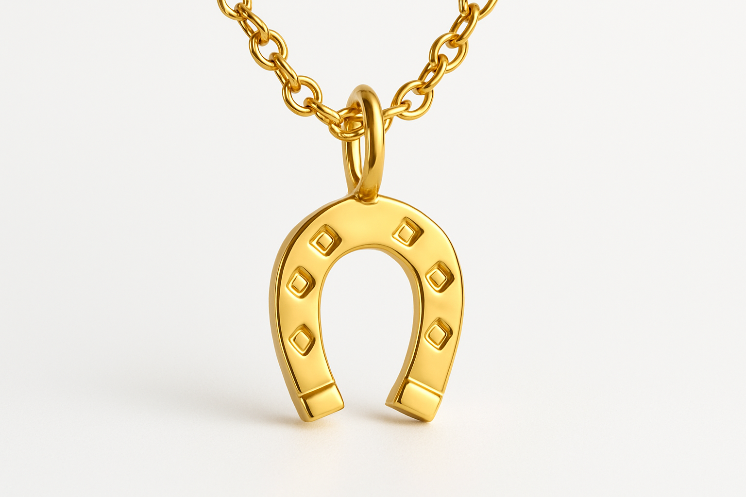HORSESHOE CHARM - 14k Gold with white backdrop