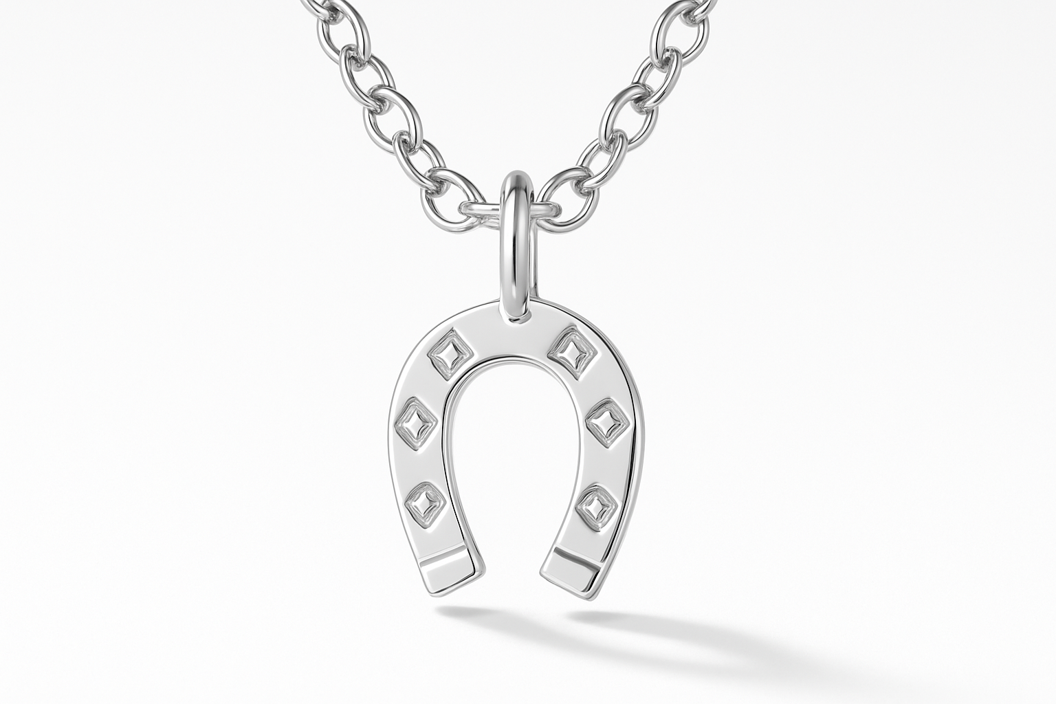 HORSESHOE CHARM - Silver with white backdrop