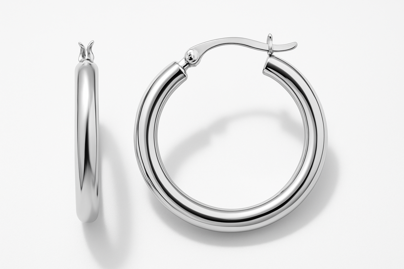 Florence Hoops Silver - Studio Quality White Background