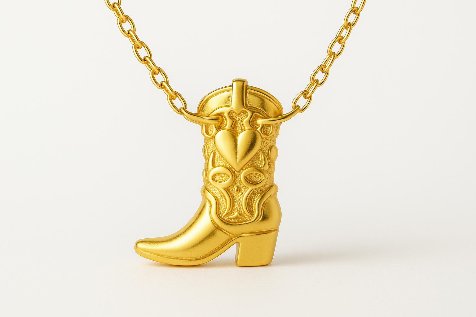 COWGIRL BOOT CHARM - 14k Gold - Chain Threading Through Center
