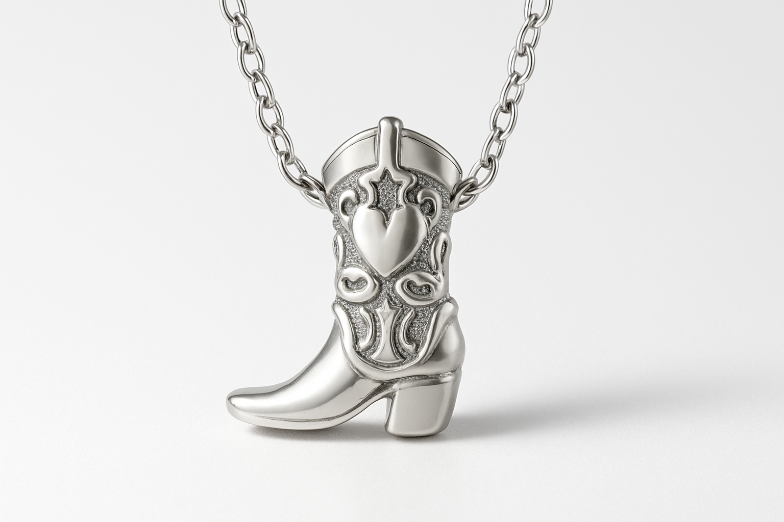 COWGIRL BOOT CHARM - Sterling Silver - Studio White Backdrop