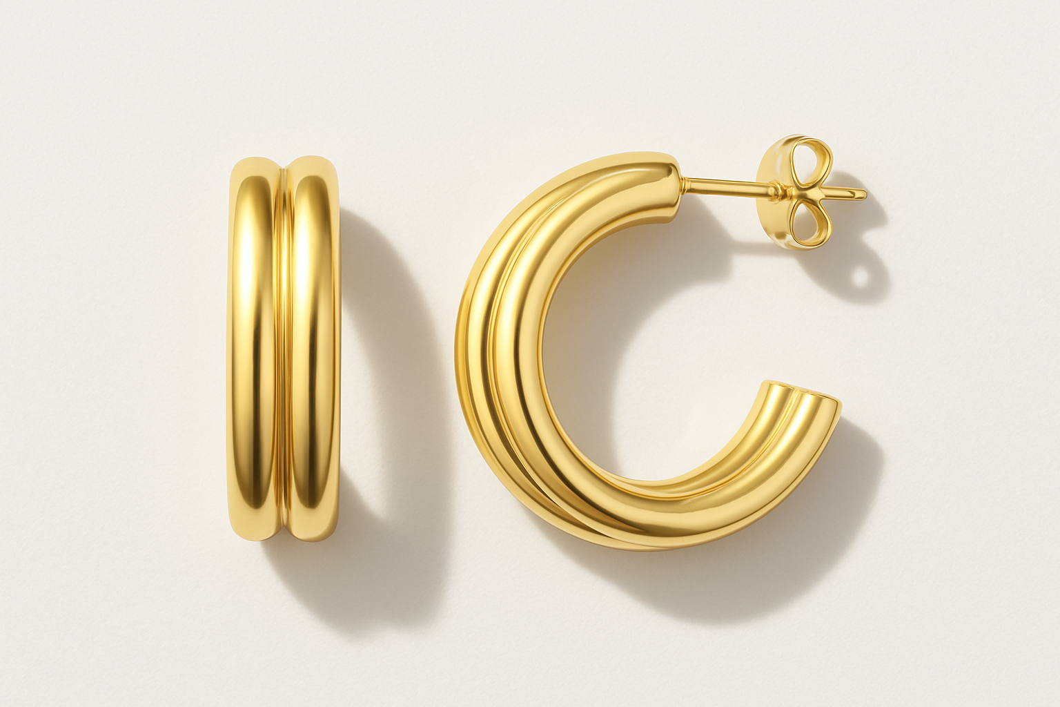 HVAR HOOPS - 14k Gold Studio Flat Lay