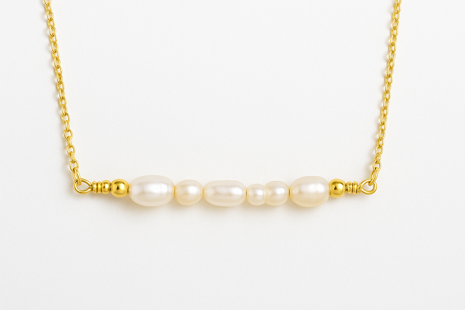 MAIA NECKLACE - 14k Gold - Bright White Pearls