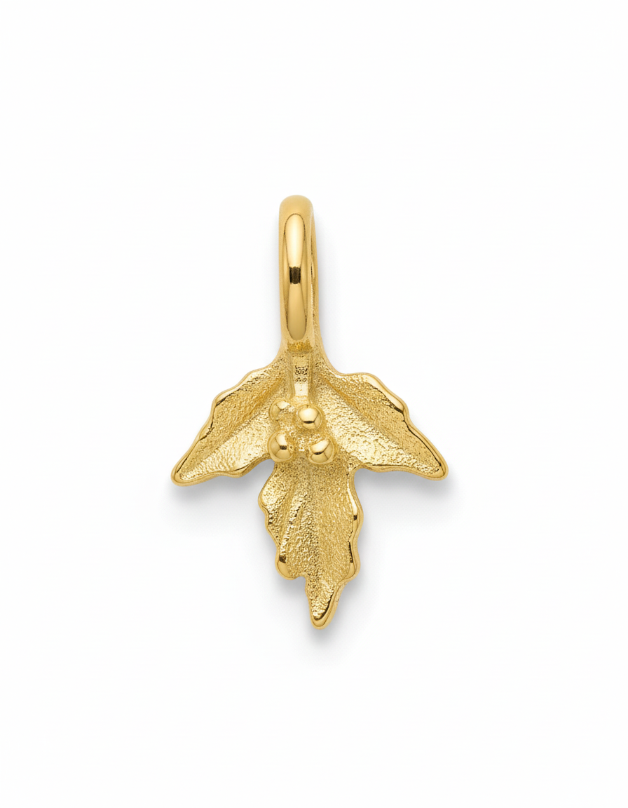 MINI MISTLETOE CHARM - Gold waterproof on white backdrop