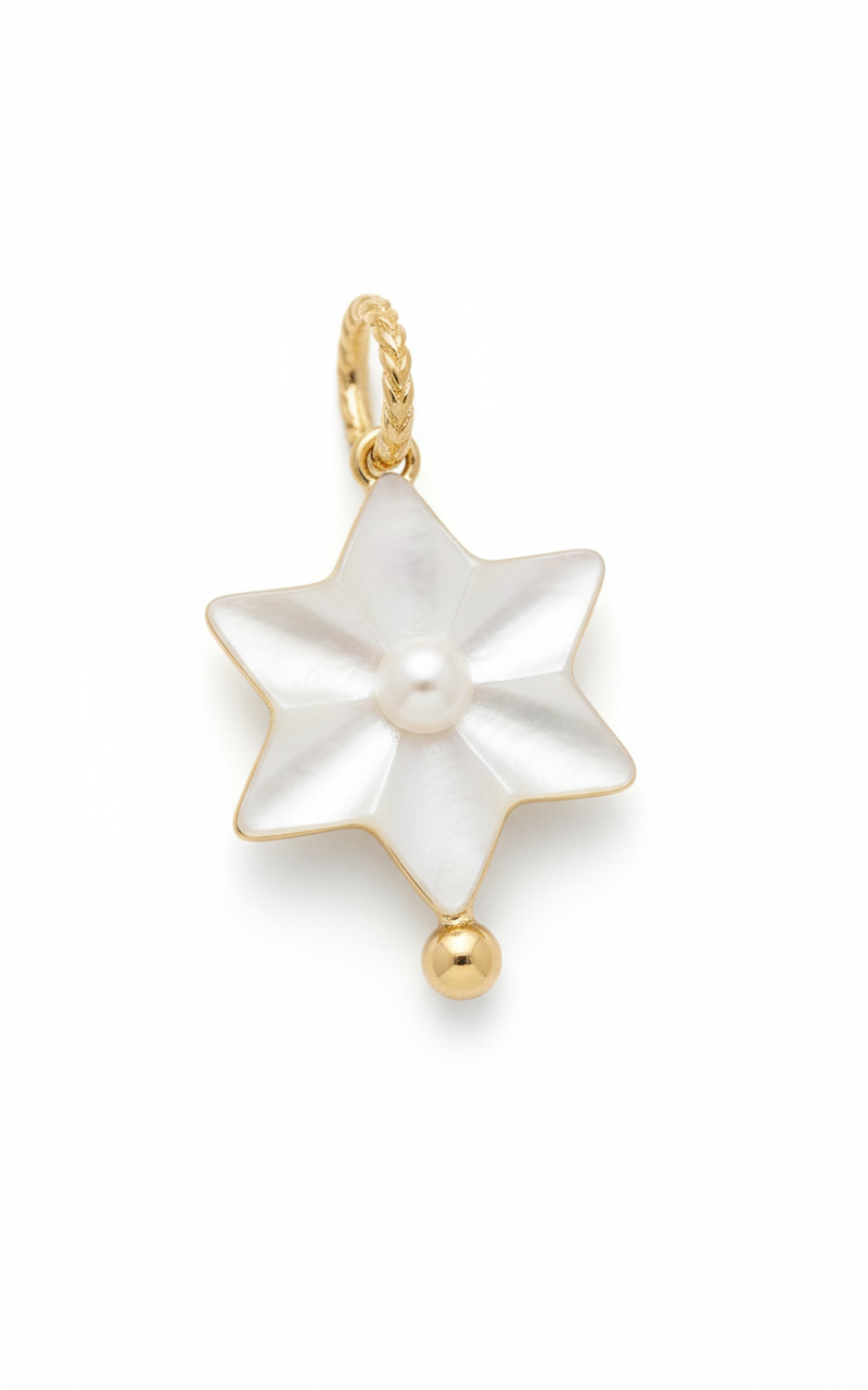 PEARL FLOWER CHARM - Gold waterproof on white backdrop