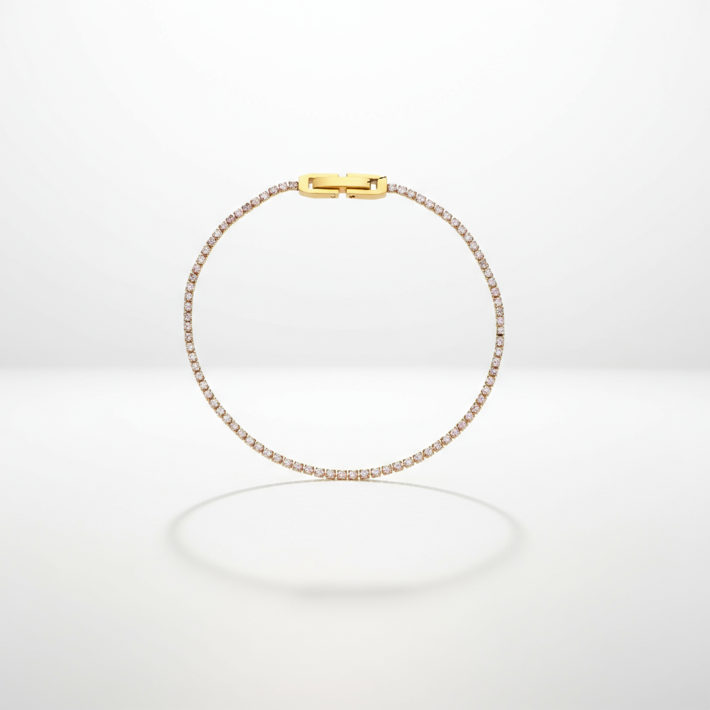 Professional studio backdrop for baby pink crystal tennis bracelet