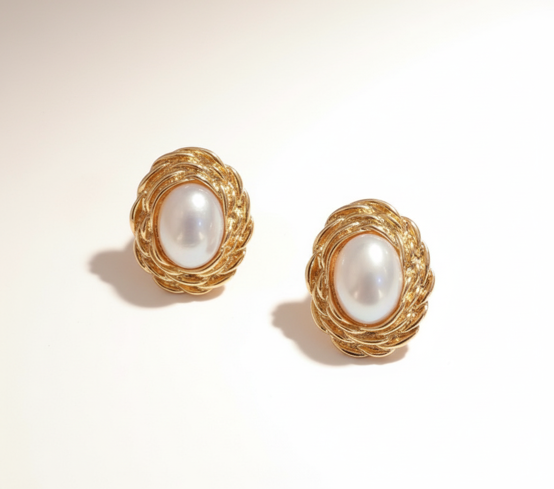 Professional studio backdrop for gold moonstone earrings