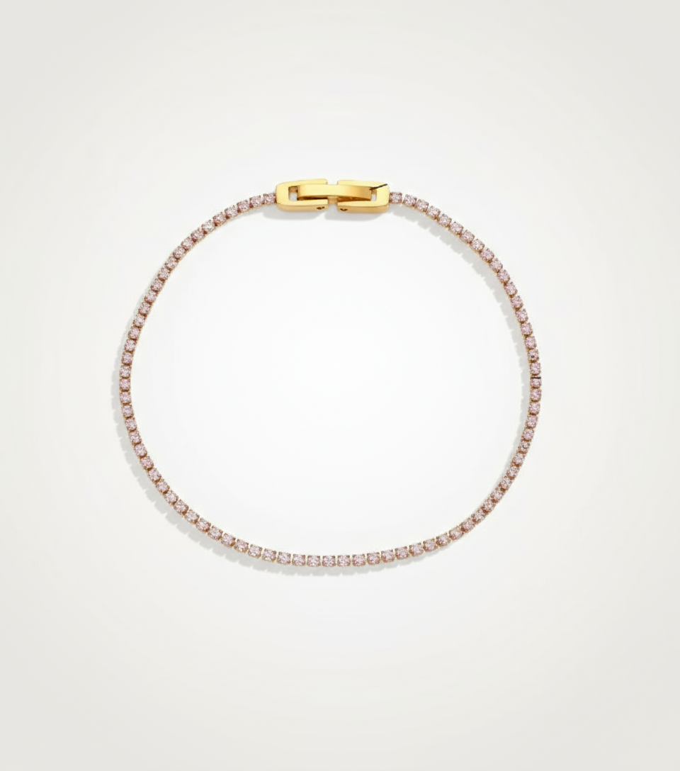 Professional studio backdrop for rose crystal tennis bracelet