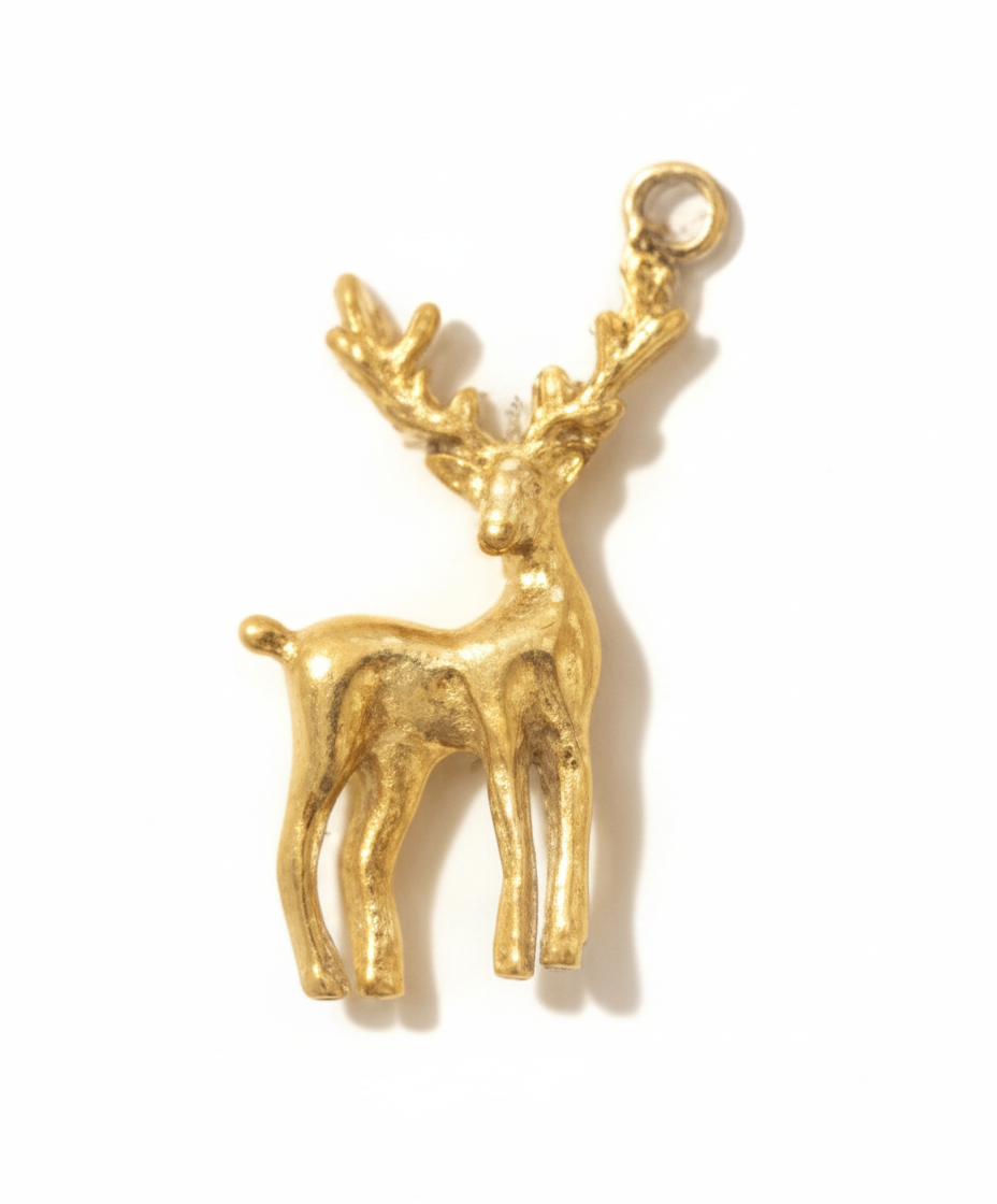 REINDEER CHARM - Gold waterproof on white backdrop