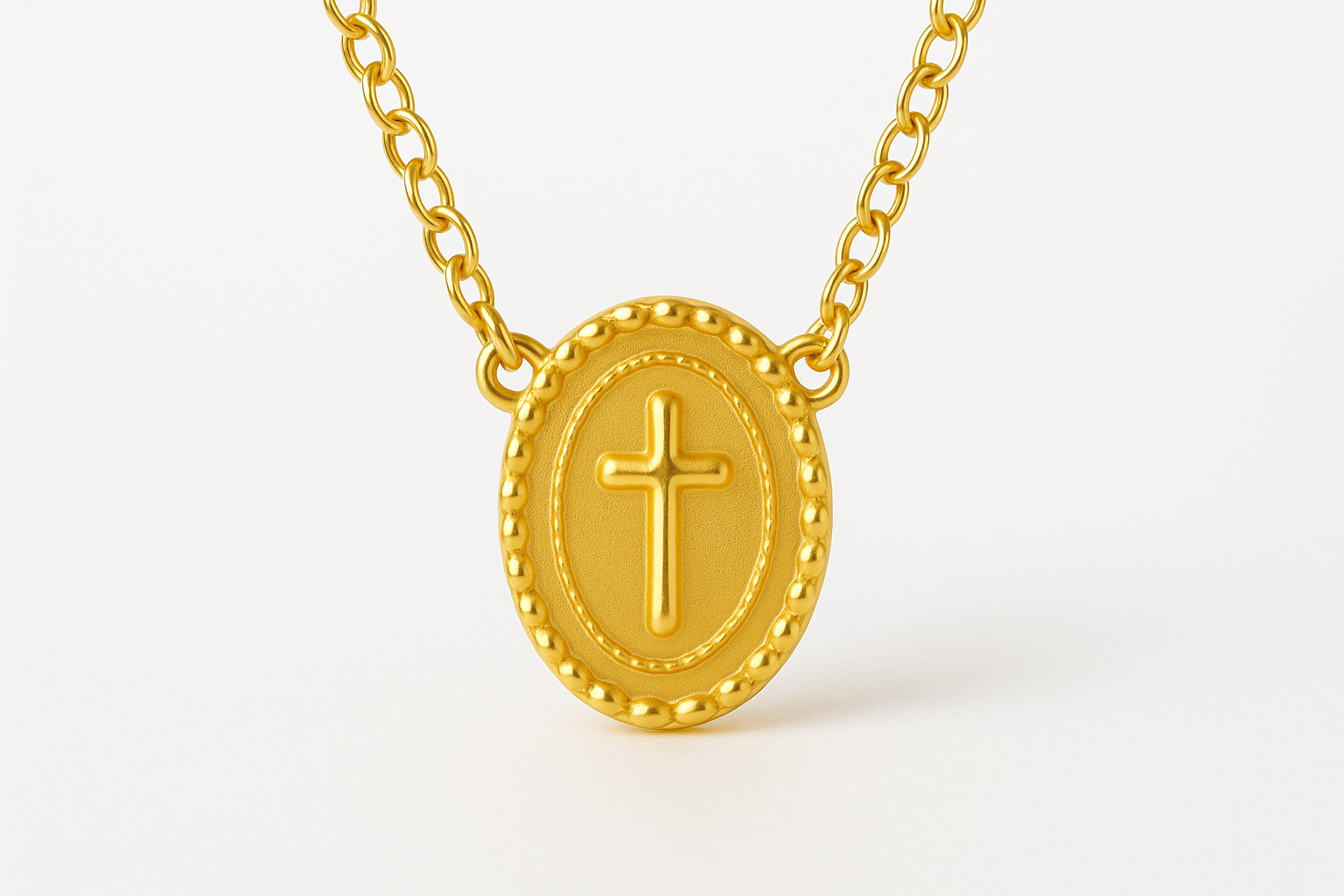 Saint Emblem Charm - 14k Gold with white backdrop