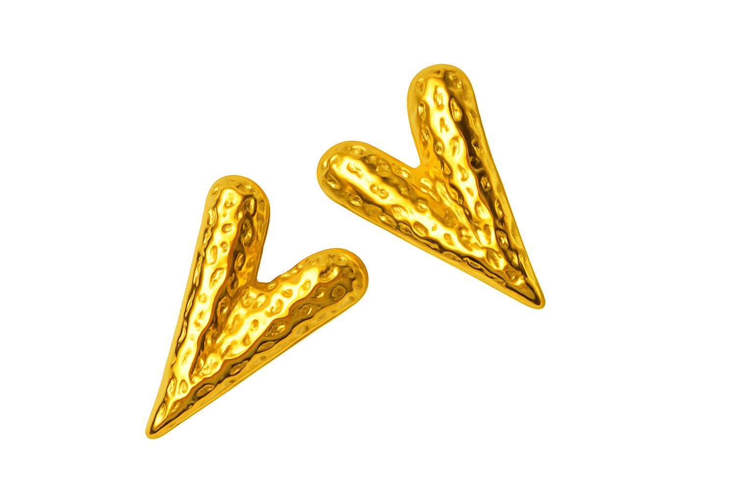 TEXTURED HEART STUDS LUVERS - Gold with vibrant gold