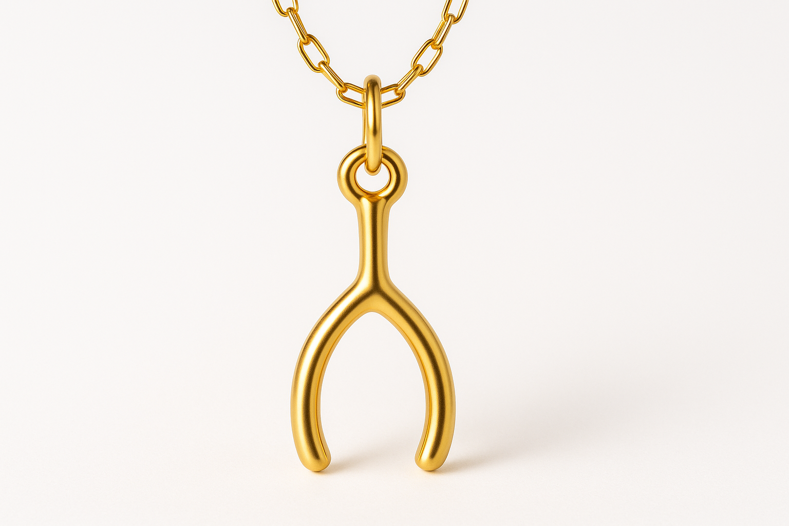Wishbone Charm - 14k Gold with white backdrop