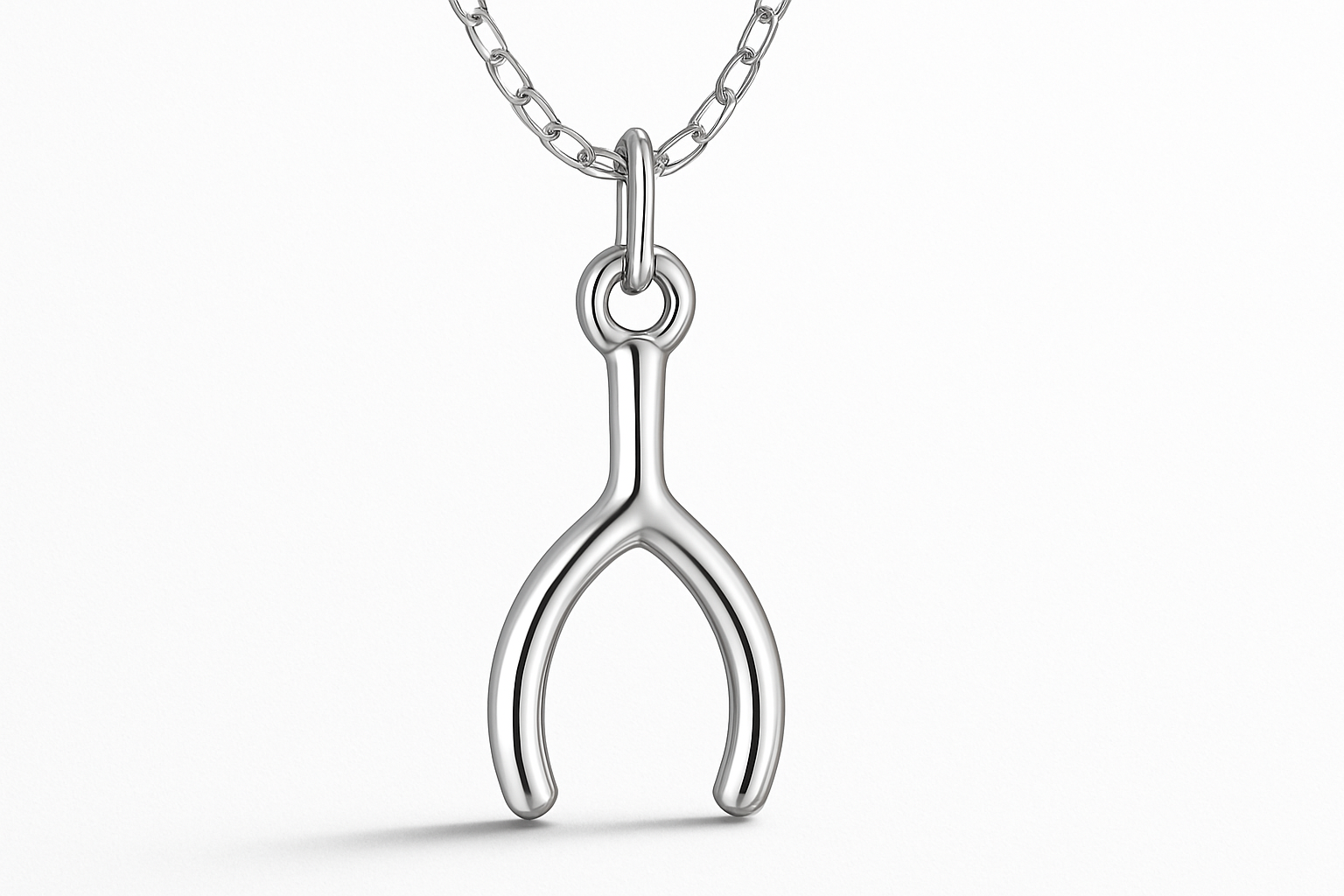 Wishbone Charm - Sterling Silver with white backdrop